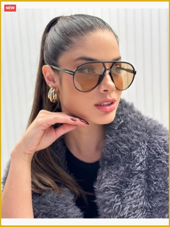 Retro Aviator Sunglasses Oversized Square UV400 Protection main image 2